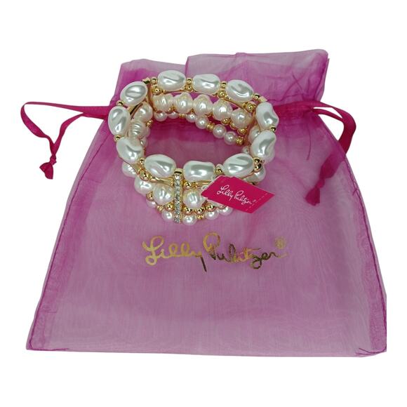 Lilly Pulitzer Faux Pearls and Beads 5-Layer Bracelet w/ Rhinestones Accents NWT - Picture 2 of 6